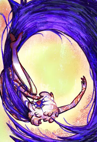 In a spiral 